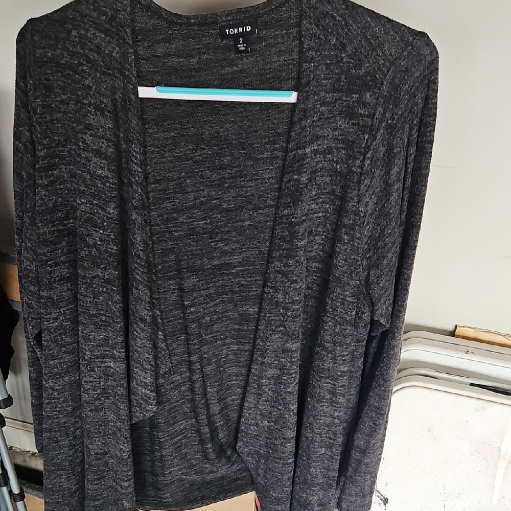 Torrid Charcoal Open-Front Cardigan
